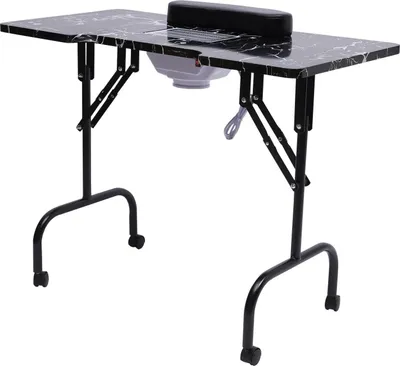 Immagine prodotto di Tavolo da manicure con aspiratore - Tavolo pieghevole per unghie - Portatile - Aspiratore di polvere con ventola - Per il salone e per l'uso domestico - Da montare - Nero