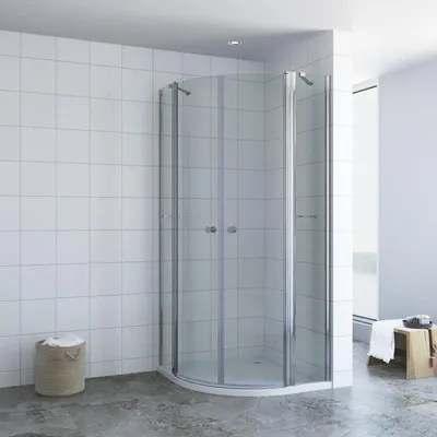 Produktbild von AQUABATOS Viertelkreis Duschkabine 90x90x195cm Aluminiumrahmen Duschabtrennung 6mm NANO ESG Sicherheitsglas Schiebetür mit Eckregale