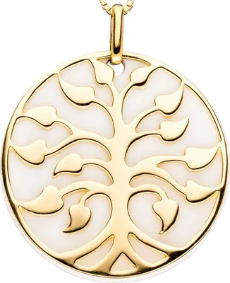 Produktbild von Anhänger Baum Lebensbaum im Kreis 925 Silber vergoldet mit Achat Silberamulett