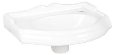Zdjęcie produktu dla Umywalka Oxford – umywalka nablatowa ceramiczna z otworem na baterię – do szafki podumywalkowej – kompaktowa – 380 x 285 x 148 mm – biała