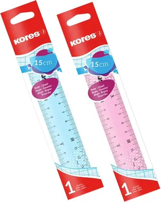 Zdjęcie produktu dla Linijka płaska Kores LIN42131, 150 mm, przezroczysta, różne kolory