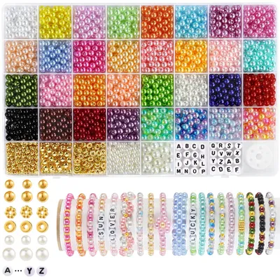 Produktbild von Farbige Perlen für Armbänder - 32 Farben - 6 mm Durchmesser - 2085 Stück