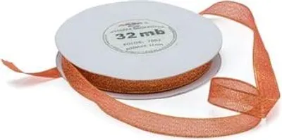 Image de Ruban brocart pour emballer des cadeaux, décoratif, 12 mm, 32 m, orange