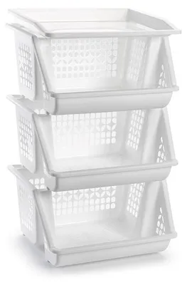 Produktbild von Plasticforte Lagerkiste - weis - 3 Facher - 62 cm - Stapelkiste