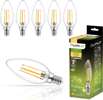Zdjęcie produktu dla 6X Lumiled Led Świeca Fil 2W E14 249Lm 3000K