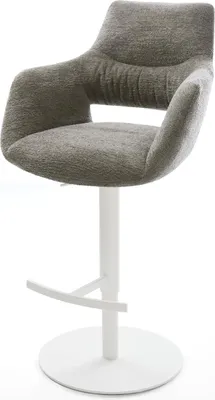 Produktbild von DELIFE Barstuhl Yago-Flex Bouclé Soft Schlamm Drehfuß höhenverstellbar Metall Weiß Taschenfederkern