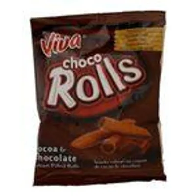 Viva Choco Rolls – 100 g – Knusprige Röllchen mit cremiger Kakao-Schokoladenfüllung