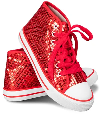 Produktbild von Pailletten Sneaker High Top in 17 Farben für Party, Festival & Kostüm | Rot, 42