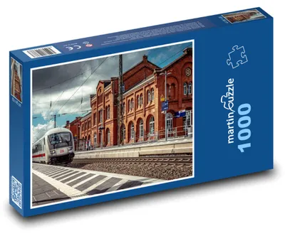Zdjęcie produktu dla Puzzle 1000 Przyjazd pociągu na historyczny dworzec - martinpuzzle