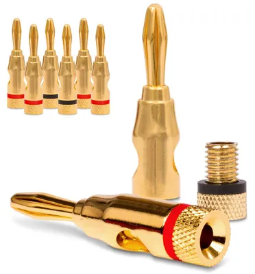 Produktbild von 8x Bananenstecker vergoldet High End Bananas UC-Express 24K für Kabel bis 6mm²