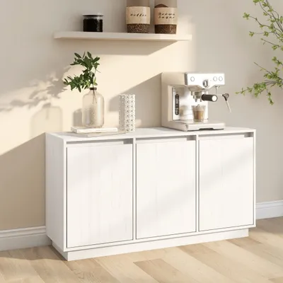 Produktbild von vidaXL Sideboard Weiß 111x34x60 cm Massivholz Kiefer
