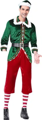 Immagine prodotto di Costume da elfo natalizio da uomo costume da elfo adulto per cosplay carnevale Xmas, 80% polietilene, L