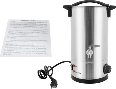 Image de Fondeur de cire pour bougies - Cuve de fusion électrique 10 l - Puissance 1800 W - Matériau : acier inoxydable SUS304 - Température : 30–110 °C - Couleur : argent