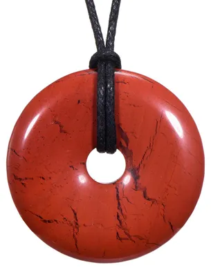 Produktbild von Morella Damen Halskette 80 cm Donut Edelstein Anhänger roter Jaspis im Samtbeutel