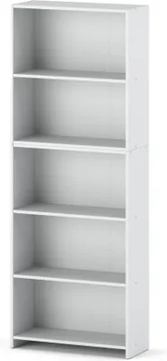 Produktbild von MRBLS Bücherregal Weiß 70x189x30 cm – Standregal mit 5 Fächern für Bücher, Deko & Ordner – Modernes Holzregal für Wohnzimmer, Büro & Schlafzimmer