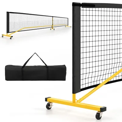 Obrázek produktu pro Přenosná síť na pickleball s kolečky, 6,7 m, kovový rám
