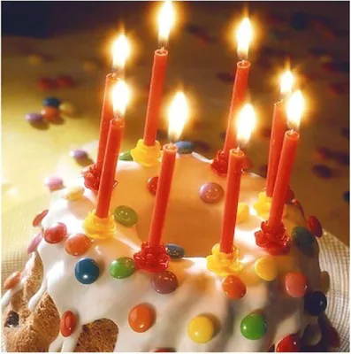 Immagine prodotto di Biglietto di auguri in stile artistico, mini biglietto con torta e candeline, con busta