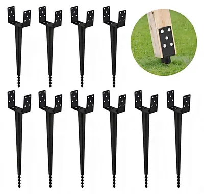 Produktbild von Peviasot 10x U-Pfostenträger zum Einschlagen 700 mm, 100-165mm Verstellbar Einschlaghülse Bodenhülse Pfostenanker, 2 mm Stahl pulverbeschichtet, für Gartenzaun Pergola Carport