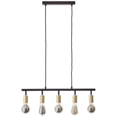 Produktbild von Brilliant Tiffany Balkenpendel, 5-flammig E27 Schwarz Matt Messing Gebürstet 99684/78