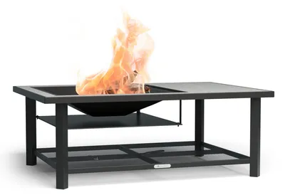 Image de Blumfeldt Merano Avanzato L Brasero Exterieur - 3-en-1 Brasero Barbecue & Table, Plateau Terrazzo, Cadre Acier Robuste, Pare-Étincelles, Grille & Tisonnier Inclus, Idéal Jardin & Terrasse