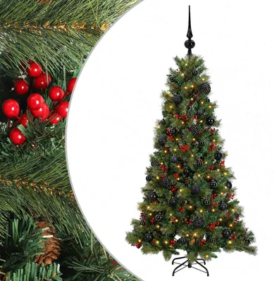 Zdjęcie produktu dla Sztuczne drzewko bożonarodzeniowe z ozdobami kulkami, 150 cm, 150 diod LED