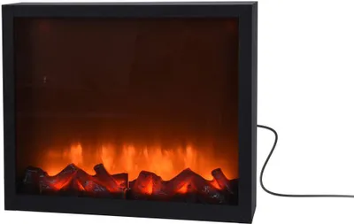 Image de Vilde Cheminée électrique | Feu de cheminée avec effet de flamme LED électrique boîtier métallique noir 41x25 cm