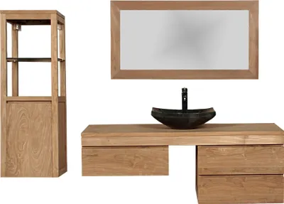Produktbild von Badmöbel Set Mark 150 cm x 150 cm + 2 Schränke + Vara