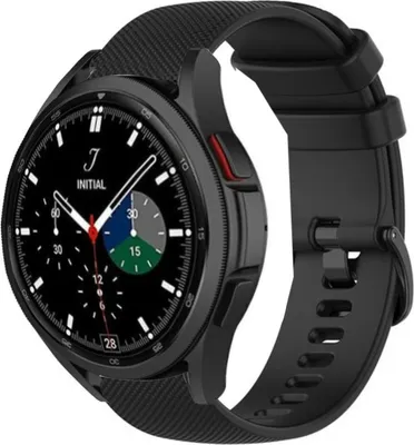 Produktbild von Strap-it Samsung Galaxy Watch 4 Classic 42mm Luxus-Silikonarmband (Schwarz)