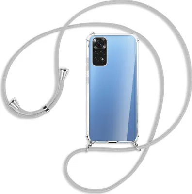 Produktbild von Handykette Backcover-Schutzhülle mit Band (Metall silberfarben) für Xiaomi Redmi Note 11S 4G - silbergrau