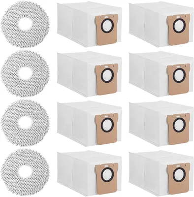 Produktbild von Staubbeutel Mopp Wischtücher für Xiaomi X20+/Dreame X40 Ultra/L20 Ultra/L10s Ultra, 8 Staubbeutel 4 Nasses Wischpad, 2,5L großer Kapazität Ersatzbeutel Ersatzteile Staubsaugerbeutel Wischtücher