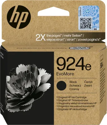 Zdjęcie produktu dla HP Oryginalny czarny tusz 924e EvoMore, Wysoka (XL) wydajność, Czarny, 1 szt., 1000 stron(y), Jednopak