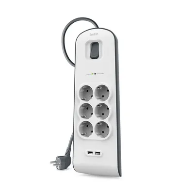 Obrázek produktu pro Belkin BSV604vf2M, 650 J, 6 AC zásuvky / AC zásuvek, Bílá, 2 m