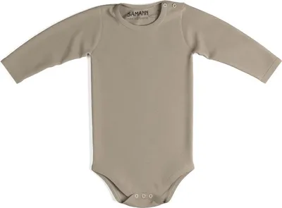 Produktbild von Baby Body aus 100% Baumwolle mit Druckknopf langarm nicht gerippt 9-12 M Simply Taupe