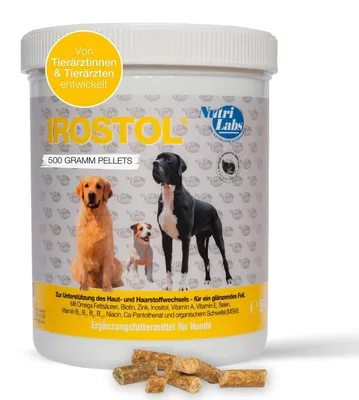 Produktbild von NutriLabs Irostol Pellets 500g - Hunde Nahrungsergänzung mit MSM Biotin Omega