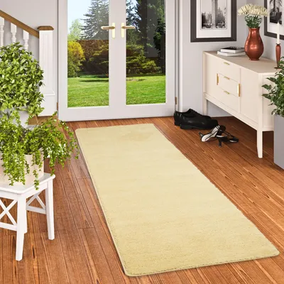 Produktbild von Hochflor Shaggy Läufer Teppich Palace Natur, Größe:80x320 cm