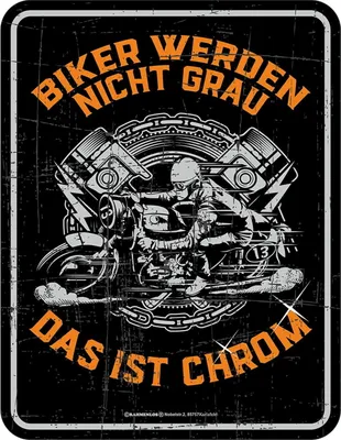 Produktbild von Blechschild mit Spruch : Biker Grau