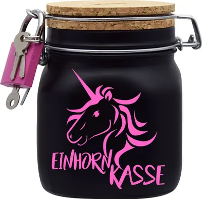 Produktbild von Spardose Geld Geschenk Ideen Einhorn Kasse Schwarz Größe M 0.75 Liter