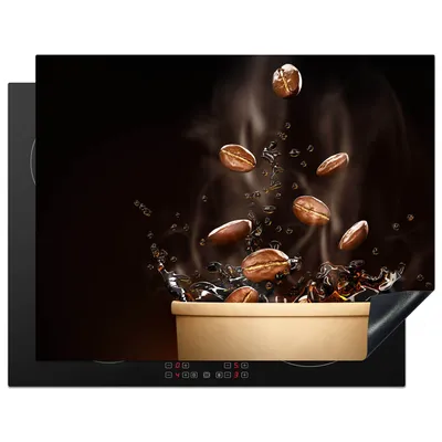 Produktbild von KitchenYeah© Herdabdeckplatte Kaffee - Schwarz - Kaffeebohnen , 77x59cm, Küche Deko, Glaskeramikkochfeld Herdabdeckung, Abdeckplatte fùr Kochfeld