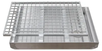 Produktbild von Gleitschutz Gitterrost Schuhabstreifer Maschenrost MW 30/30 + ALU Bodenwanne Fußabtreter mit Wanne,Größe:100x50cm
