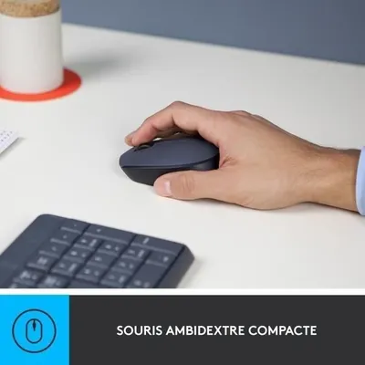 Produktbild von Kabelloses Tastatur- und Maus-Set Logitech MK235, AZERTY, Graphite, 36 Monate Batterielaufzeit, Standardgröße, Ambidextre Maus
