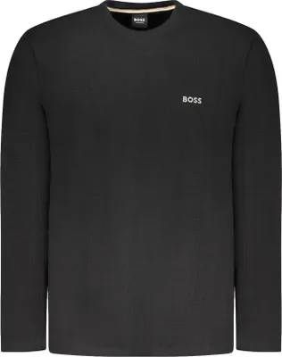 Productafbeelding van Elegant herenlangarmshirt met ronde hals en geborduurd logo - zwart