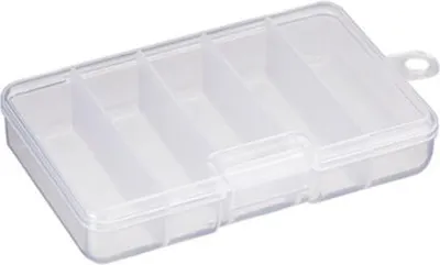 Produktbild von Meiho Mini Hunter Köderbox, klar, 122x80x26mm, mit 5 Fächern und Box-in-Box-System