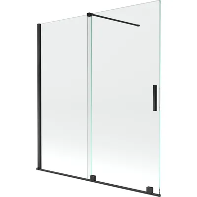 Obrázok produktu pre Mexen Velar vaňová zástena dvojkrídlová Posuvný 150 x 150 cm, Priehľadné, Čierny - 896-150-000-01-70
