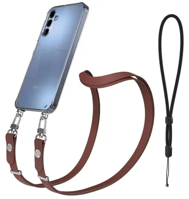 Produktbild von EAZY CASE Handykette magnetisch mit Handyhülle für Samsung Galaxy A15, Crossbody Handyband 1-1,90m verstellbar mit 2 Ösen in Braun