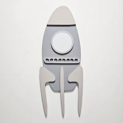 Immagine prodotto di KiddyMoon decorazione murale 3D sculture murali MDF accessori per bambini decorazione murale per bambini Montessori Rocket Pattern, grigio