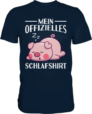 Produktbild von Offizielles Schlafshirt Nachthemd Schlafanzug Pyjama Schweinchen T-Shirt – Navy / XL