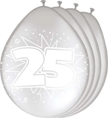 Produktbild von 8 Latexballons Zahl 25 Silber 30cm