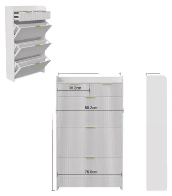Image de Meuble à chaussures, étagères réglables, design moderne, blanc, 77 x 24 x 133 cm