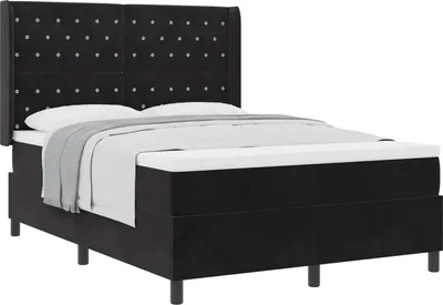 Immagine prodotto di Letto a molle con materasso nero 160 x 200 cm in velluto