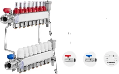 Productafbeelding van PEX-leidingverdeelsysteem, duurzame constructie, efficiënte warmteverdeling, 8-voudig